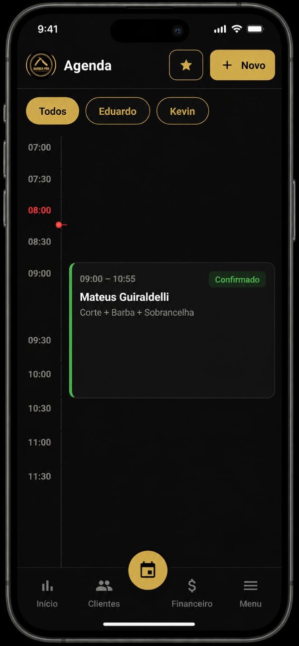Tela de Agenda do app Barber Pro