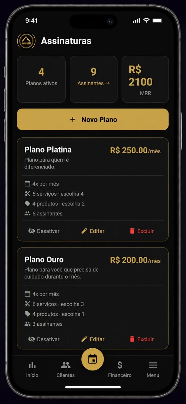 Tela de Assinaturas do app Barber Pro