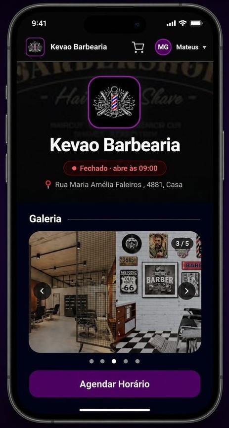 Página pública de agendamentos do cliente